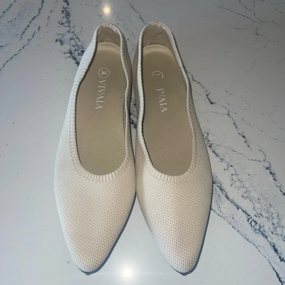 VIVAIA Pointed-Toe Ballet Flats Aria 5° shflatse2112070002 Cream Ivory Sz 42 12